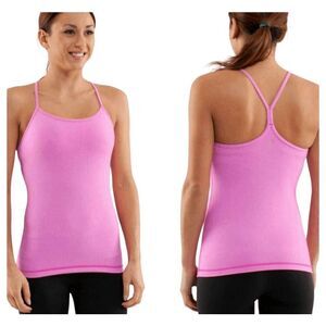 LULULEMON ATHLETICA Power Y Tank in Paris Pink White Microstripe Size 6
